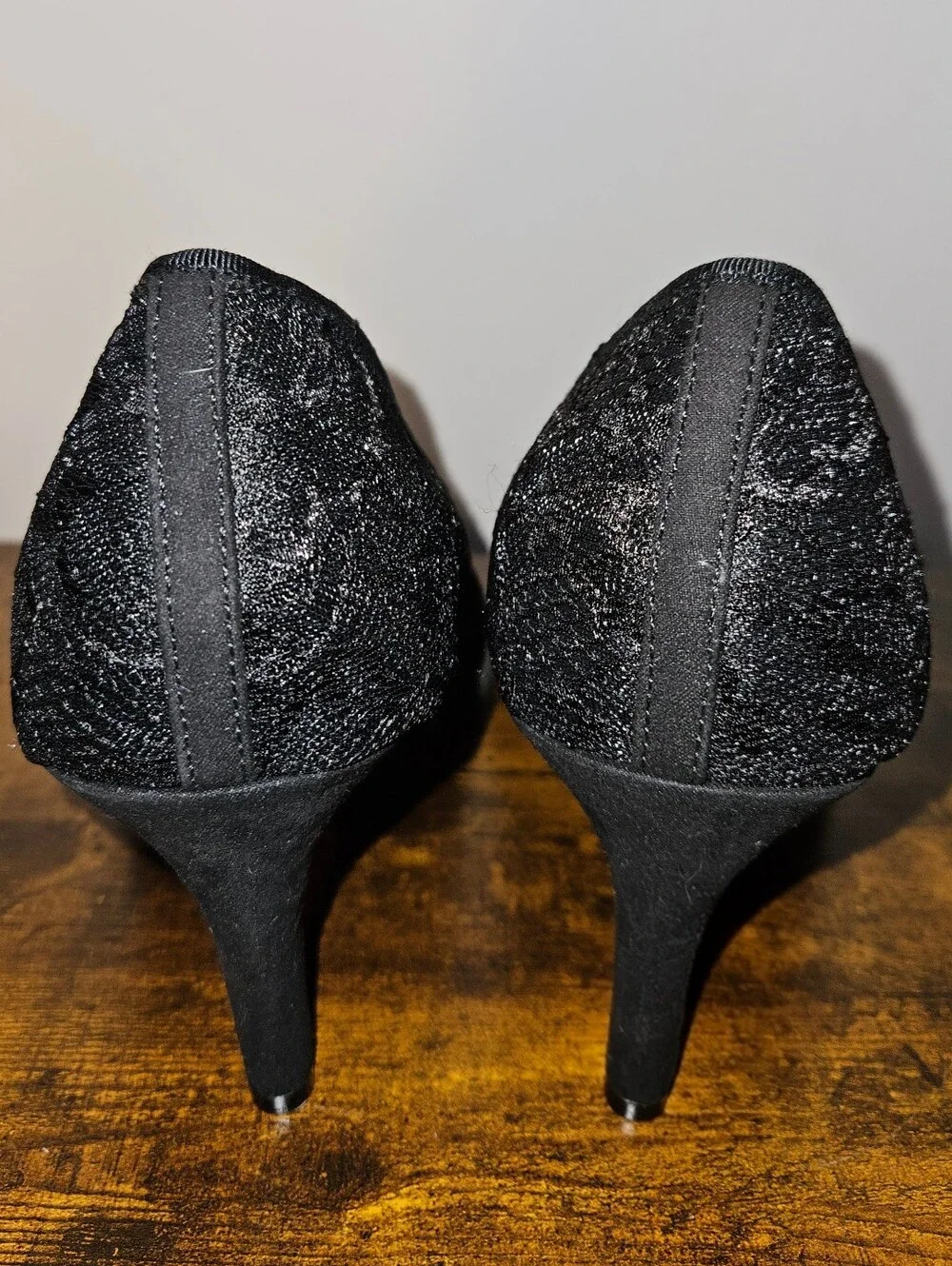 Torrid Black Lace Pointed-Toe Heels.